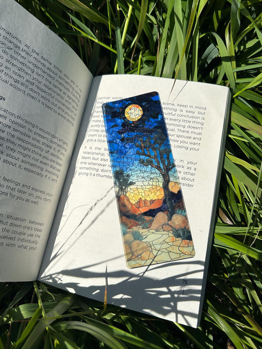 Joshua Tree Bookmark - Handmade Desert Landscape Design, Unique Book Lover Gift, Boho Chic, Nature-Inspired Bookmark