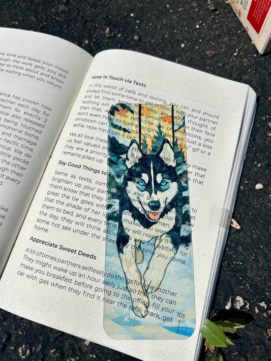 Sled Dog Husky Bookmark – Adventurous Husky Design, Perfect Gift for Dog Lovers & Outdoor Enthusiasts
