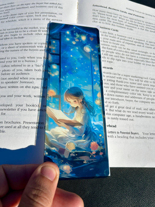 Cozy Night Reading Bookmark – Lofi-Style Fairy Light Scene, Dreamy Bedroom Ambience with Gentle Bookish Magic
