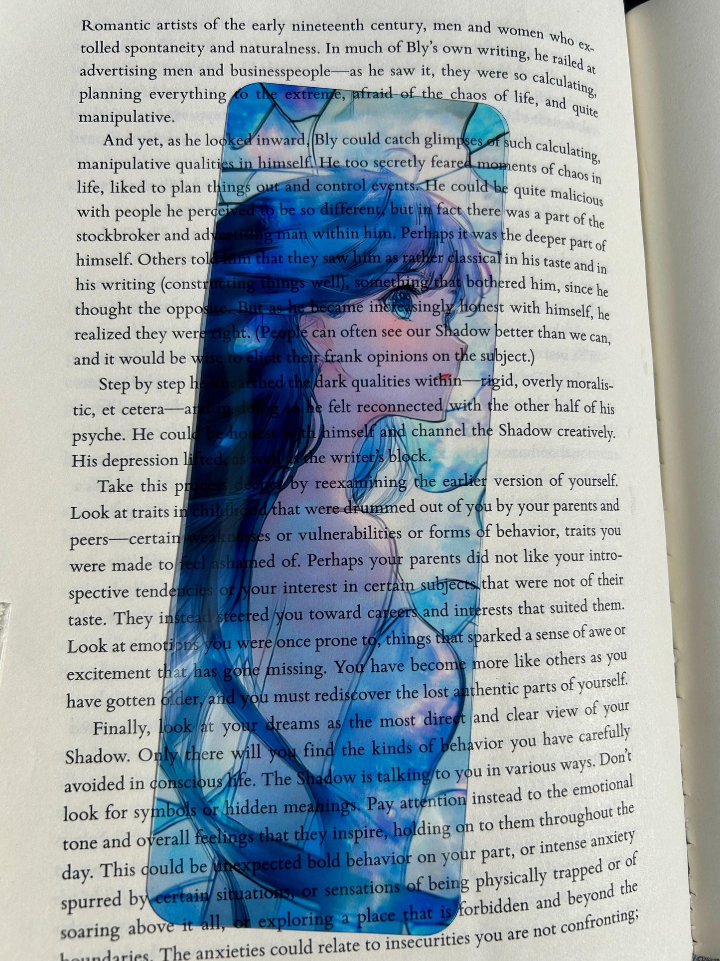 Anime Girl Bookmark – Soft Pastel Blue Fantasy Art for Shoujo & Manga Lovers
