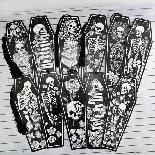 Black Coffin Paper Bookmark with Tassel - Bookmark