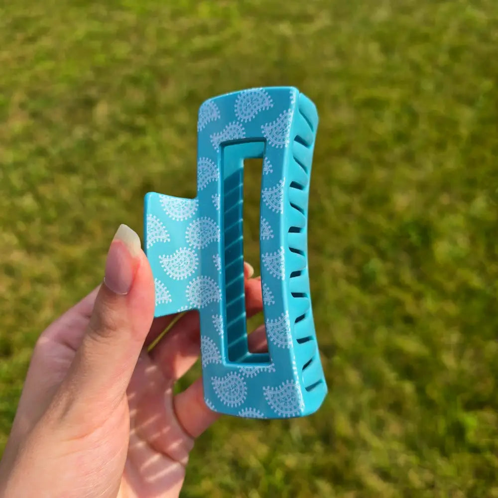 Blue Hair Claw Clip (Solid & Patterned) - Pattern - Hair Accessories