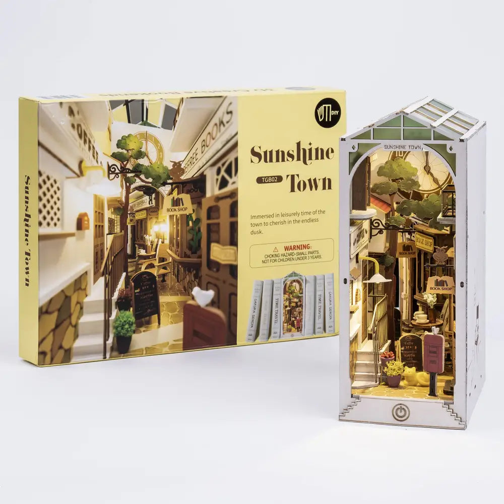 Book Nook Kit for Adults Vintage Decorative Bookend DIY Miniature House Bookshelf Insert Decor with LED Retro Wooden