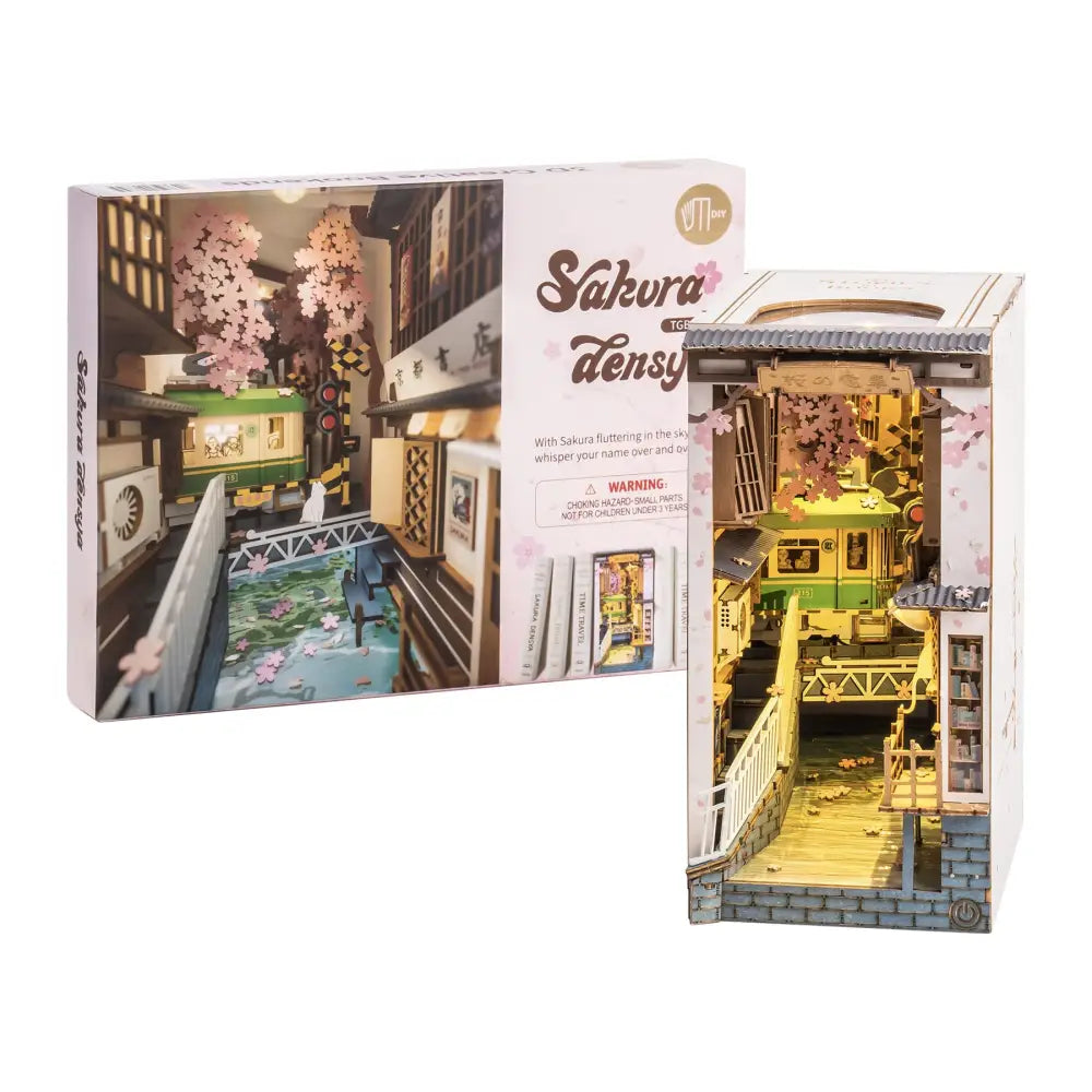 Book Nook Kit for Adults Vintage Decorative Bookend DIY Miniature House Bookshelf Insert Decor with LED Retro Wooden