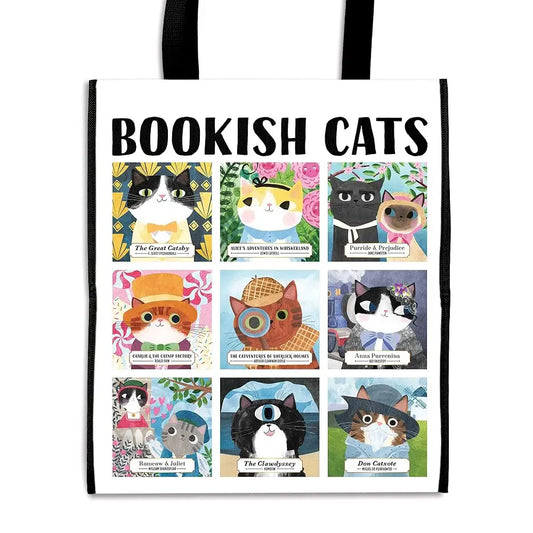 Bookish Cats Reusable Shopping Bag by Mudpuppy Angie Rozelaar - Tote Bag