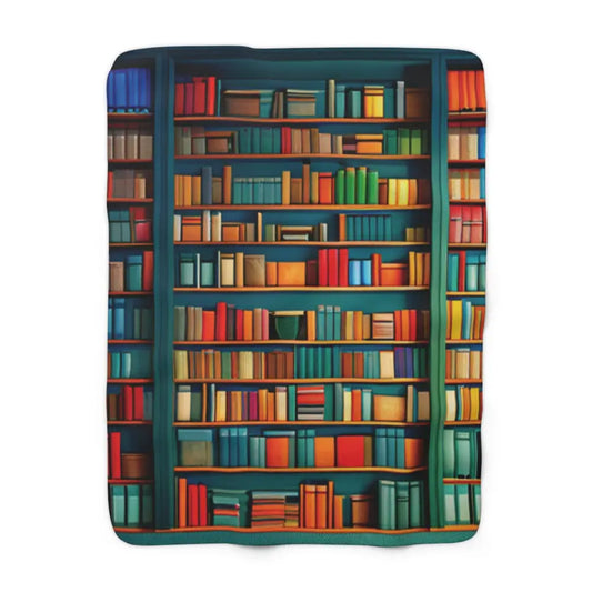 Bookish Sherpa Fleece Blanket Bookshelf - 50’’ × 60’’ - Home Decor