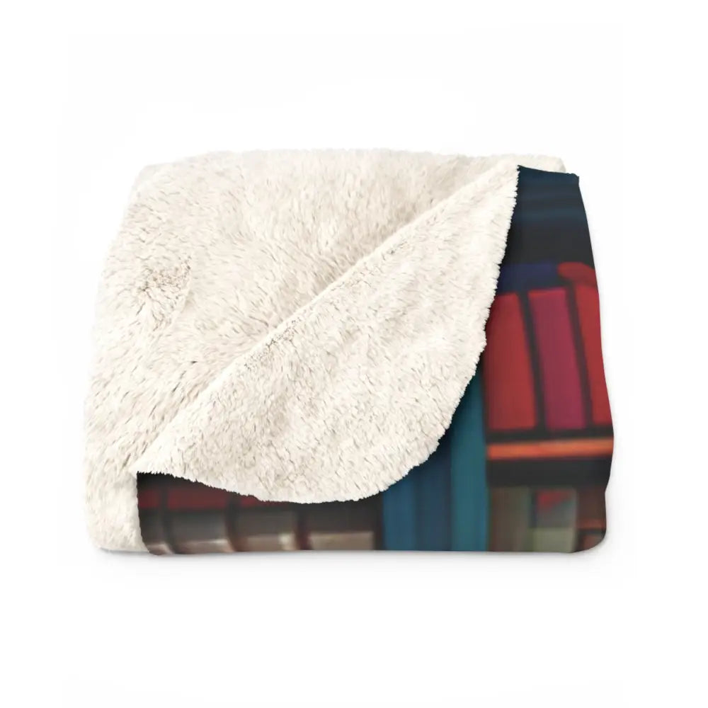 Bookish Sherpa Fleece Blanket Bookshelf - 50’’ × 60’’ - Home Decor