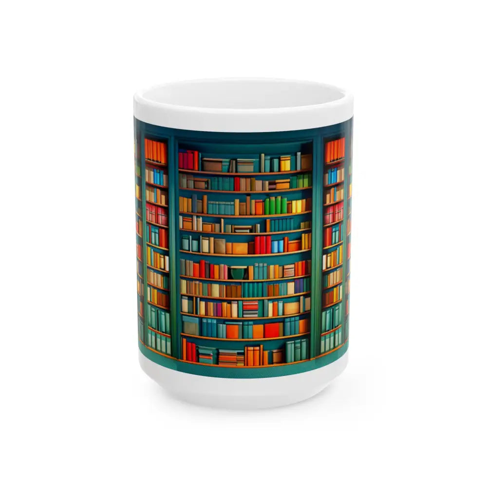 Bookshelf Ceramic Mug (11oz 15oz) - 15oz - Mug