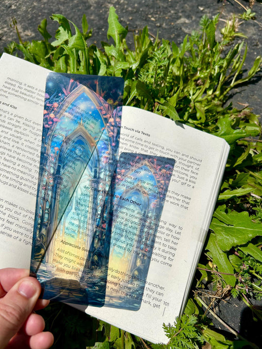 Celestial Woodland Portal Bookmark - Handmade Fantasy Page Marker, Mystical Forest Gift, Unique Book Lover Accessory, Cosmic Nature Art