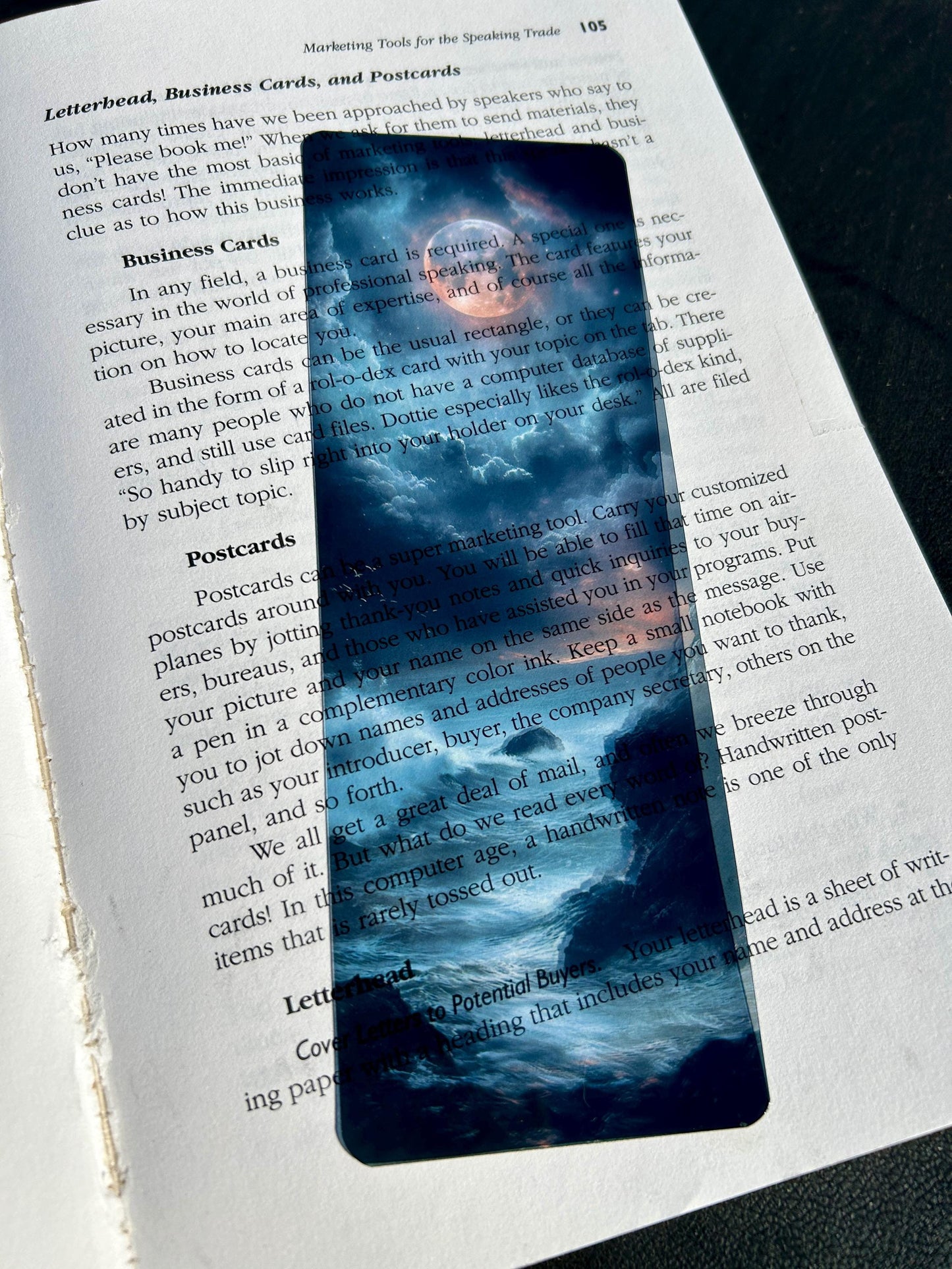Moon Ocean Bookmark – Crashing Waves & Dreamy Night Sky | Fantasy Ocean