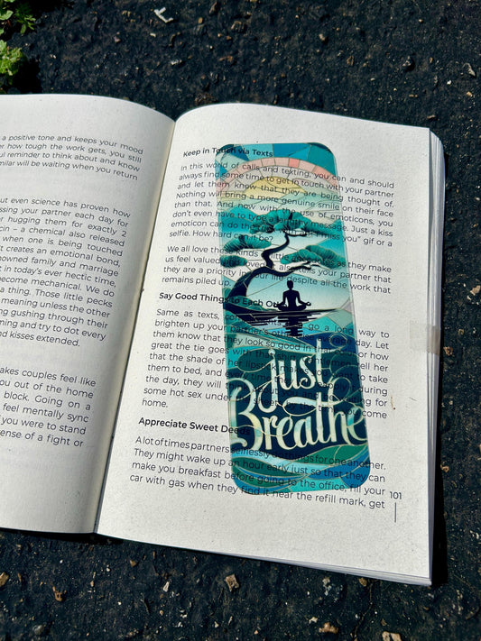 Just Breathe Bookmark – Mindful Yoga & Meditation Gift, Relaxing Self-Care Accessory, Tranquil Reading