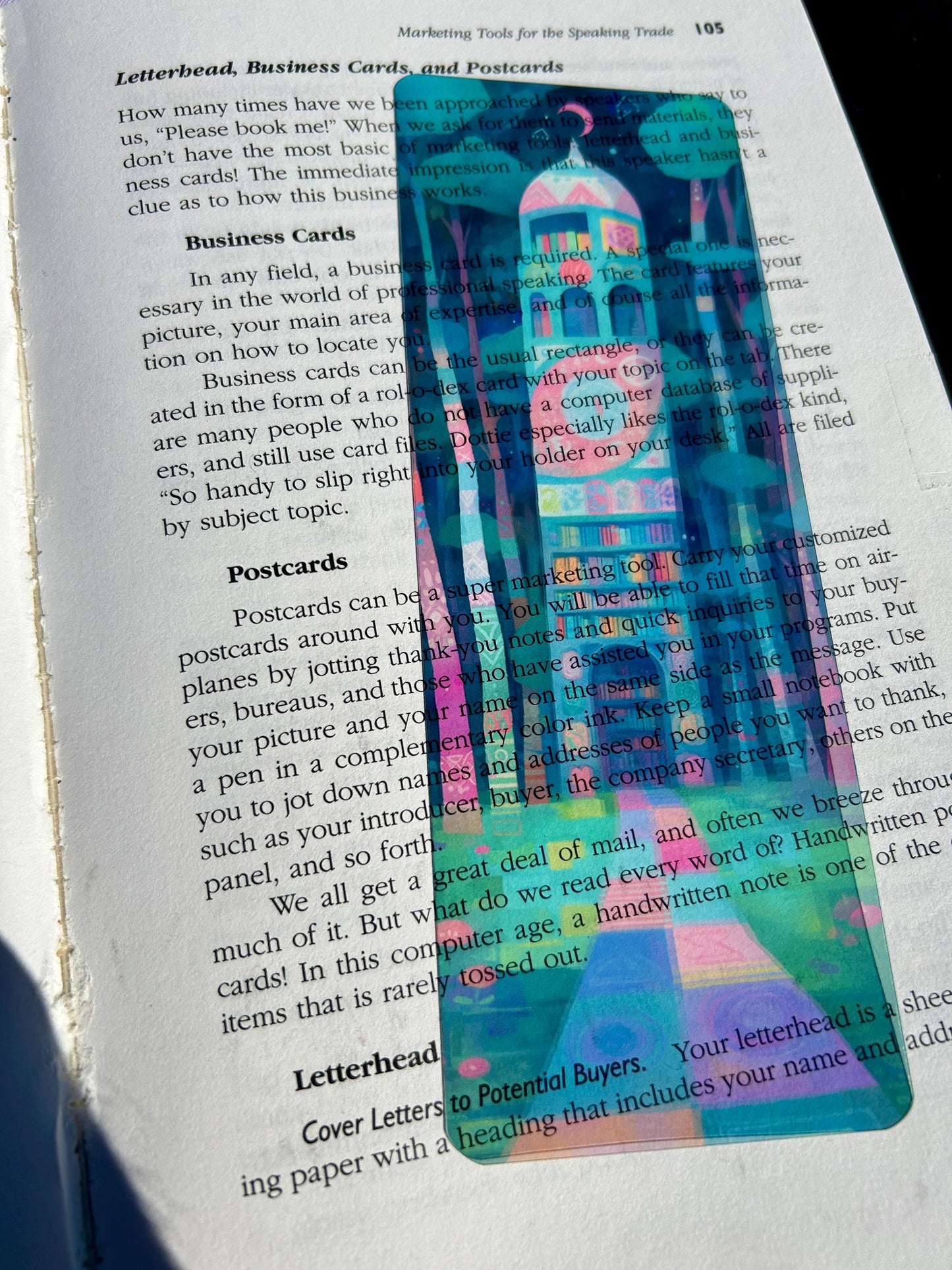 Enchanted Library Bookmark – Whimsical Tower of Living Books, Vibrant Fantasy Art for Readers and Dreamers