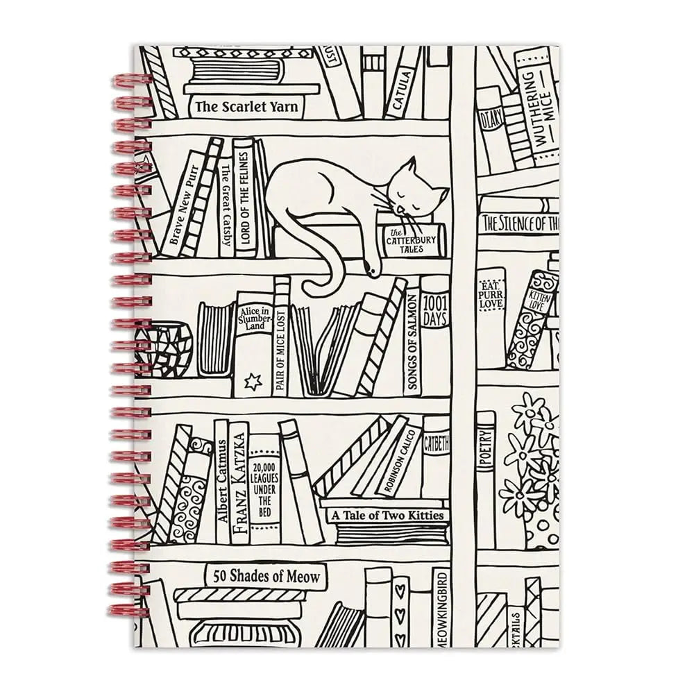 Cat on Bookshelf 6 x 8 Wire-O Journal by Galison - Journal