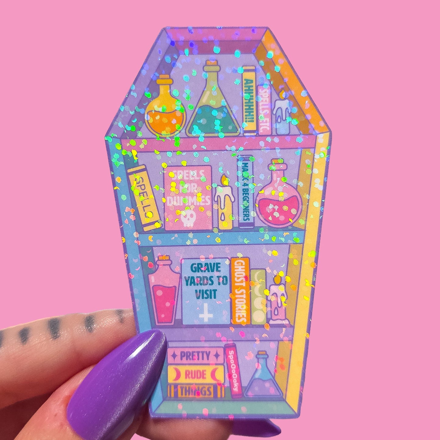 Pastel Goth Coffin Bookcase, 3 x 1.9 in.