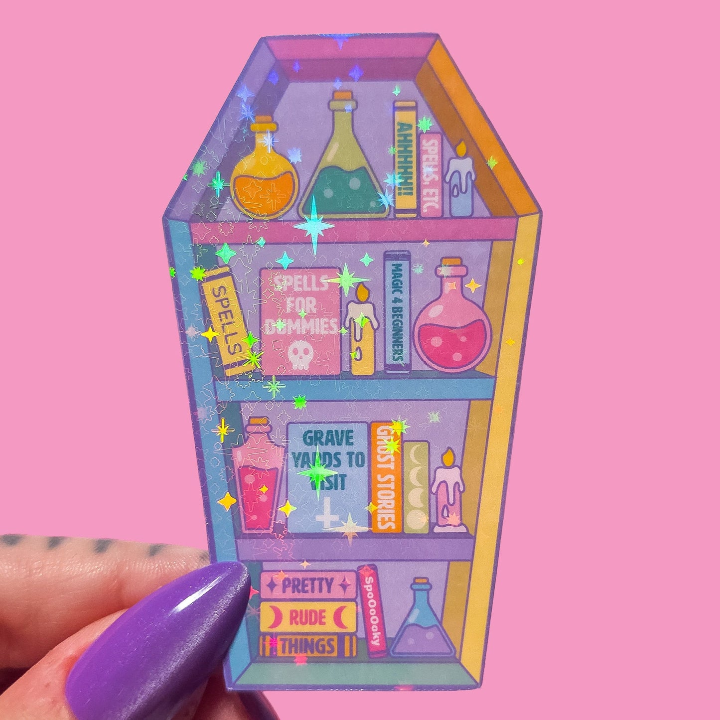 Pastel Goth Coffin Bookcase, 3 x 1.9 in.