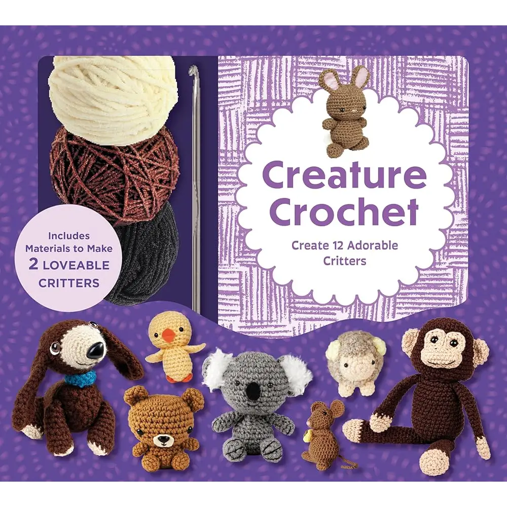 Creature Crochet Kit: Create 12 Adorable Critters - Includes Materials to Make 2 Loveable Critters by Editors