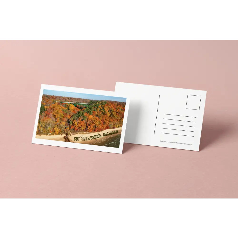 Cut River Bridge Michigan Postcard – Fall Scenic View – Licensed Photography with Original Design - Postcard