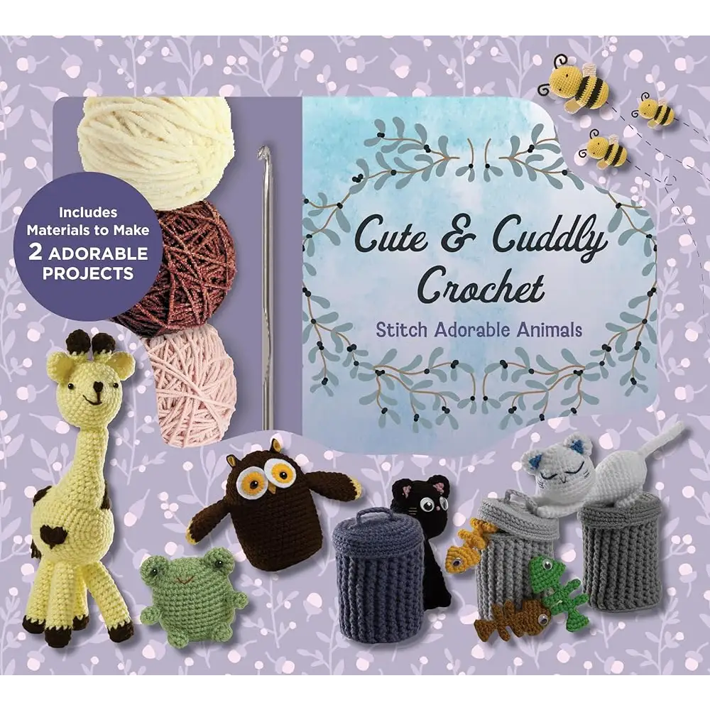 Cute and Cuddly Crochet Kit: Stitch Adorable Animals - Includes Materials to Make 2 Adorable Projects - Crochet Kit
