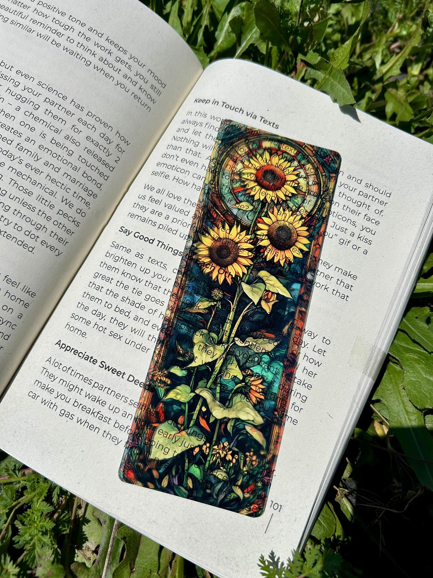 Hippie Chic Sunflower Bookmark - Boho Floral Art, Vibrant Sunflower Gift