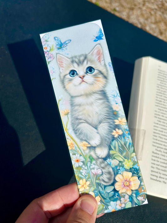 Cute Fluffy Kitten Bookmark, Watercolor Cat Transparent Page Marker, Cat Themed Reading Accessories, Book Lover Birthday Gift Idea