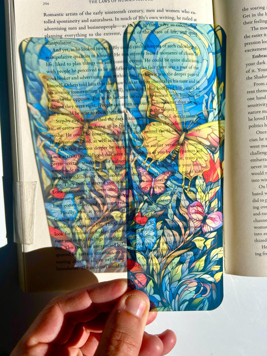 Rainbow Butterfly Bookmark – Stained Glass Style in Vivid Colors | Pride-Inspired Bookmark for Bold Book Lovers