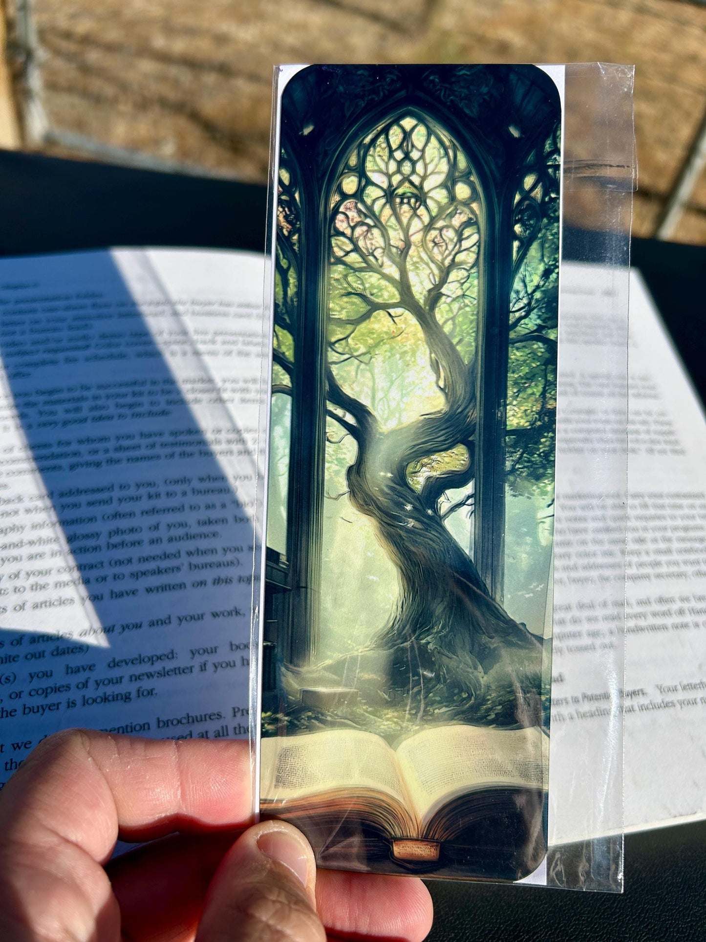 Mystical Tree Library Bookmark – Sunlit Forest Book Portal | Fantasy Nature Gift for Readers, Writers & Dreamers