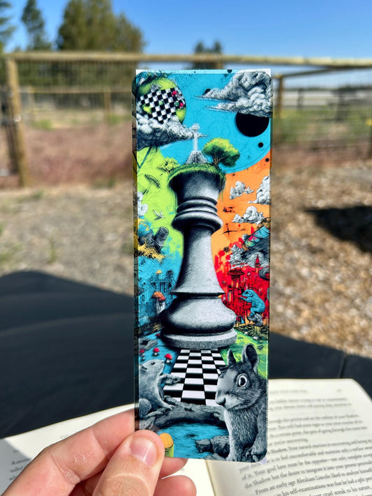 Surreal Chess Bookmark – Athena Teaching Squirrels Art Bookmark – Psychedelic