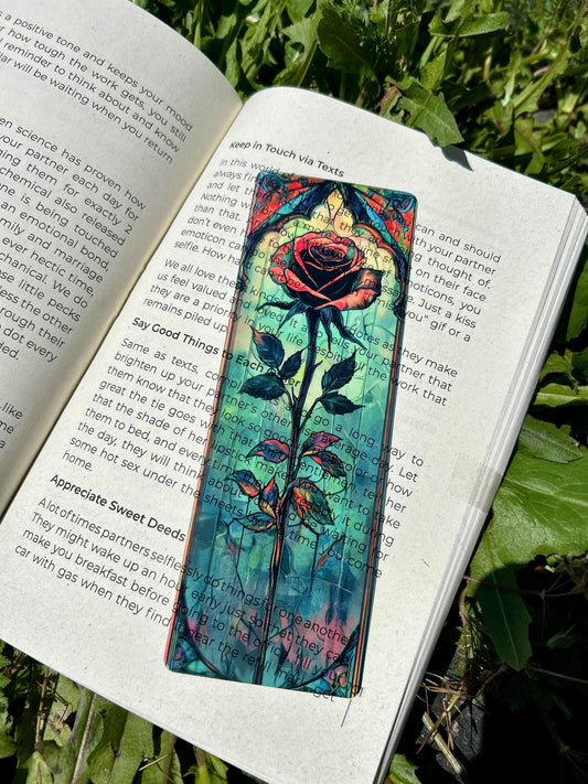 True Love Rose Bookmark – Romantic Floral Stained Glass, Elegant Rose Art, Perfect Gift for Those Who Appreciate Timeless Beauty