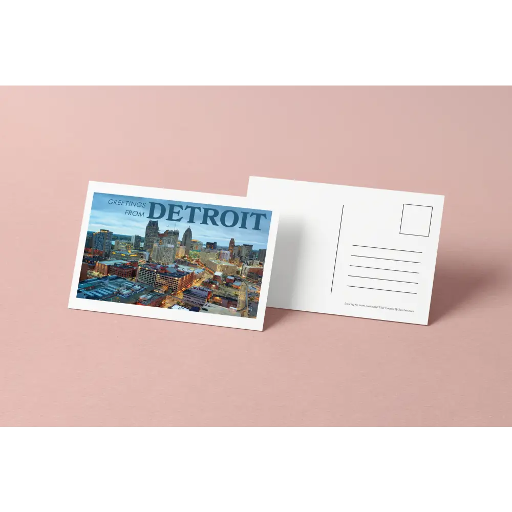 Detroit Michigan Postcard – Skyline & City Scene – Licensed Photography with Original Design by Creative By Sanchez