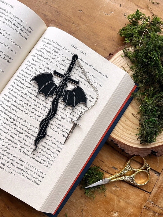Dragon Sword Faux Leather Bookmark