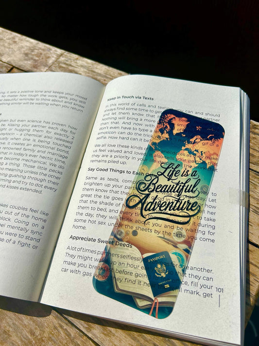 Life Is A Beautiful Adventure Bookmark – Inspirational Travel Gift, Motivational Quote Book Lover Accessory, Wanderlust Reading Keepsake