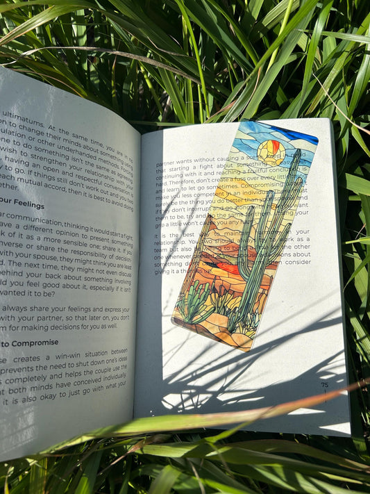 Cactus Desert Bookmark – Handmade Southwest Bookmark, Succulent Page Marker, Nature Lover Gift, Boho Desert Aesthetic, Unique Cactus Gift