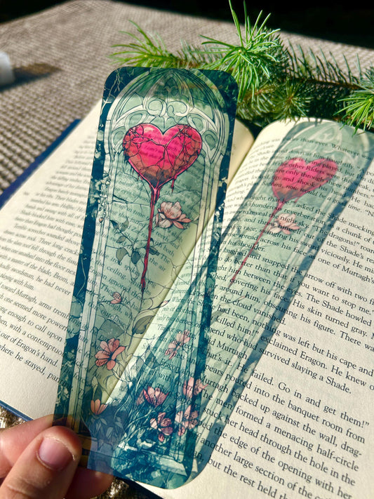 Gothic Anatomical Heart & Wildflower Bookmark – Romantic Dark Academia Book Accessory