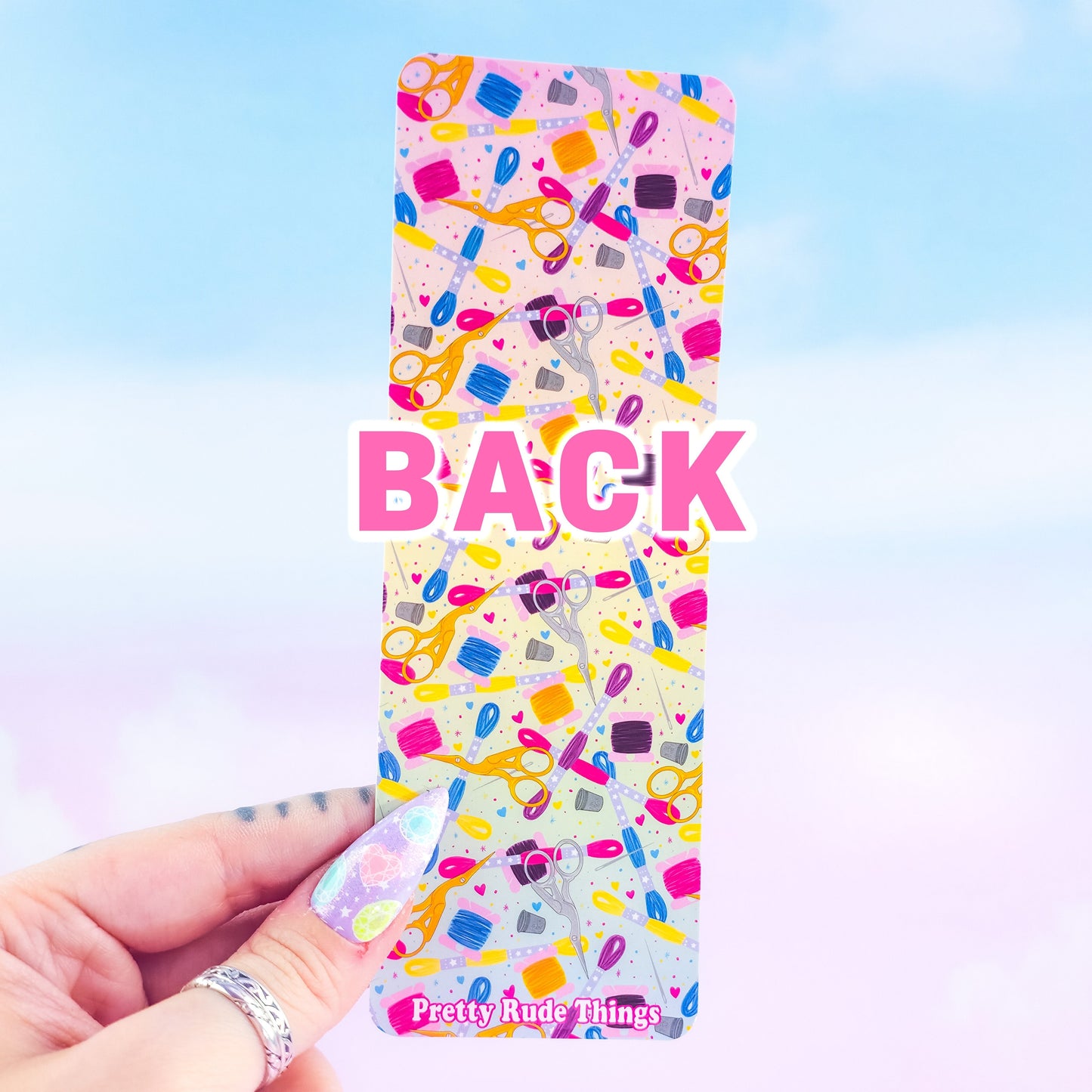 Embroidery Holographic Bookmark – Handmade Sewing & Craft Bookmark, Book Lover Gift