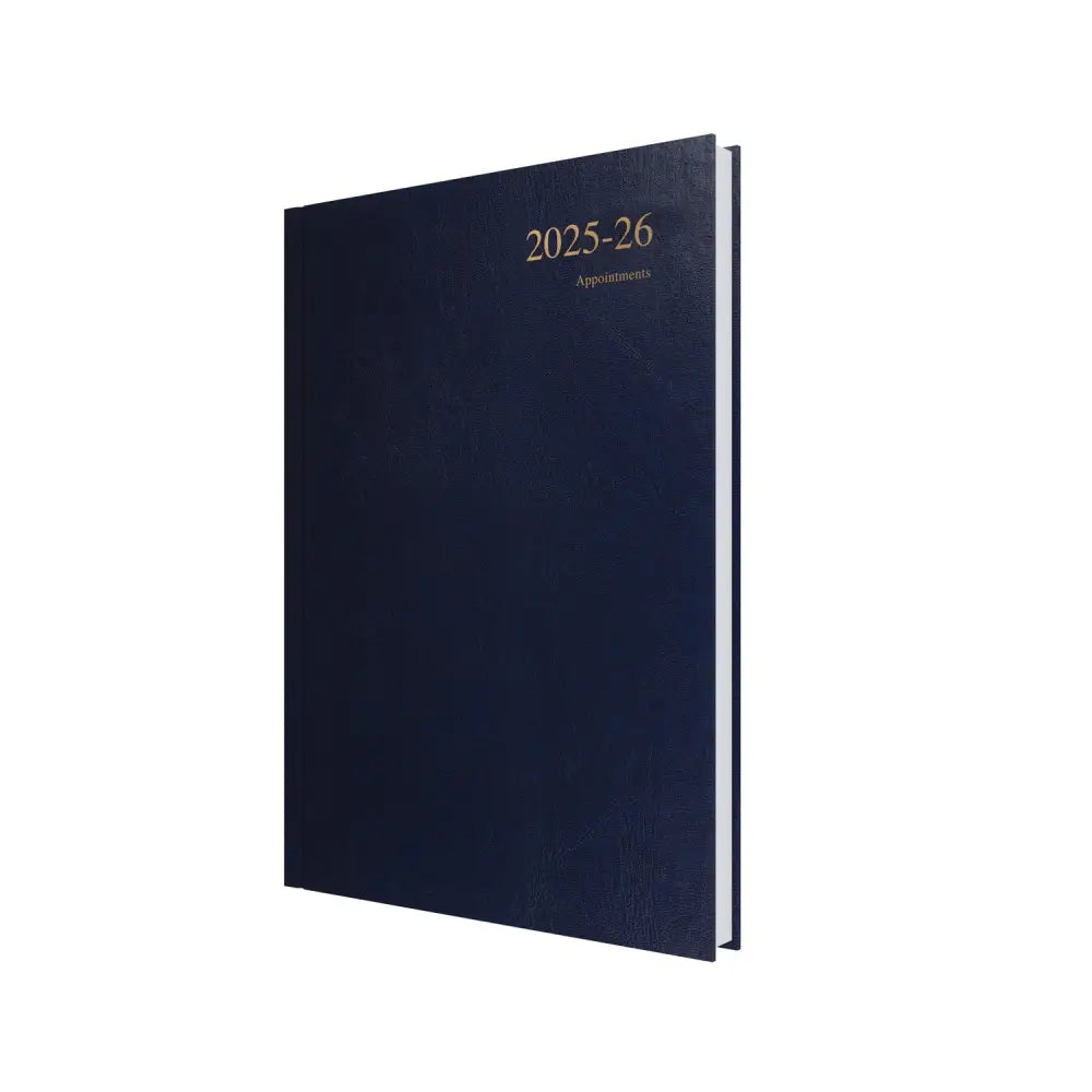 Essentials A4 Day to Page with Appointments Mid/Academic Year Diary Planner 2025 2026 Dark Blue Business Diaries