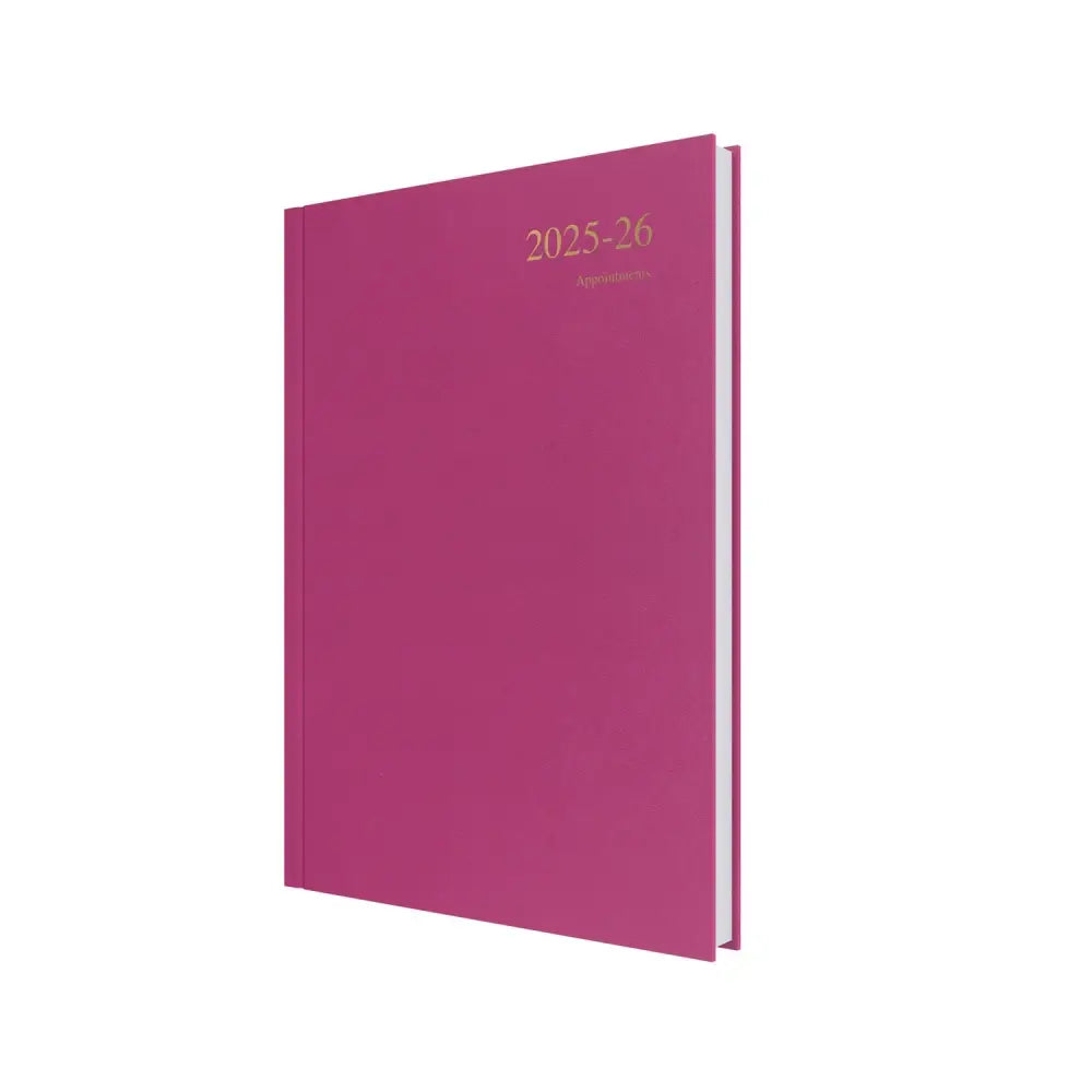 Essentials A4 Day to Page with Appointments Mid/Academic Year Diary Planner 2025 2026 Dark Pink Business Diaries