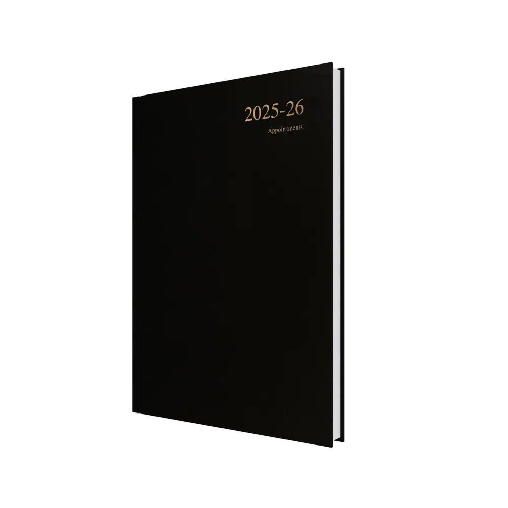 Essentials A4 Day to Page with Appointments Mid/Academic Year Diary Planner 2025 2026 Black Business Diaries