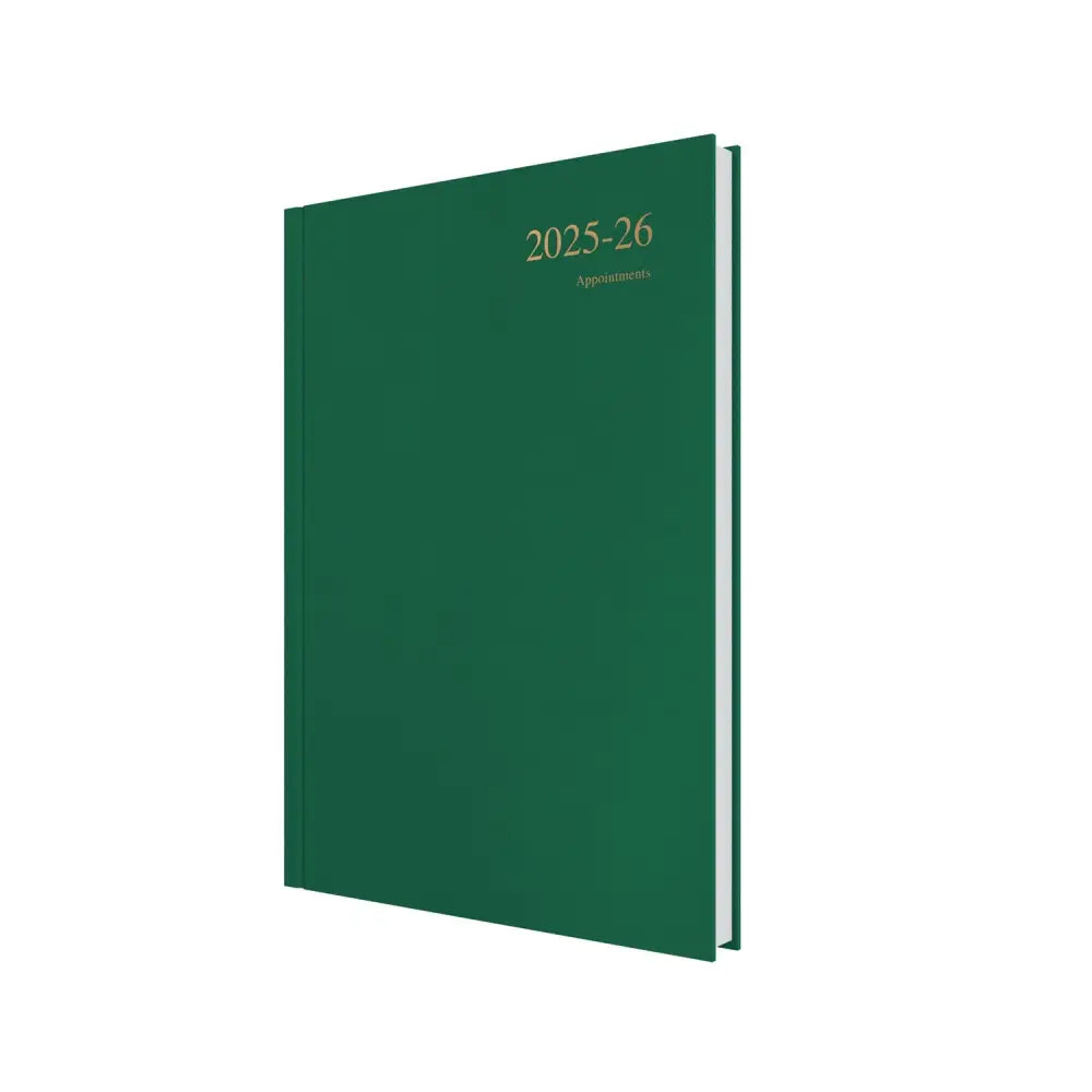 Essentials A4 Day to Page with Appointments Mid/Academic Year Diary Planner 2025 2026 Green Business Diaries