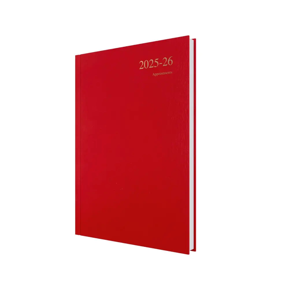 Essentials A4 Day to Page with Appointments Mid/Academic Year Diary Planner 2025 2026 Red Business Diaries