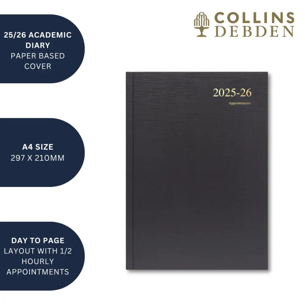 Essentials A4 Day to Page with Appointments Mid/Academic Year Diary Planner 2025 2026 Business Diaries