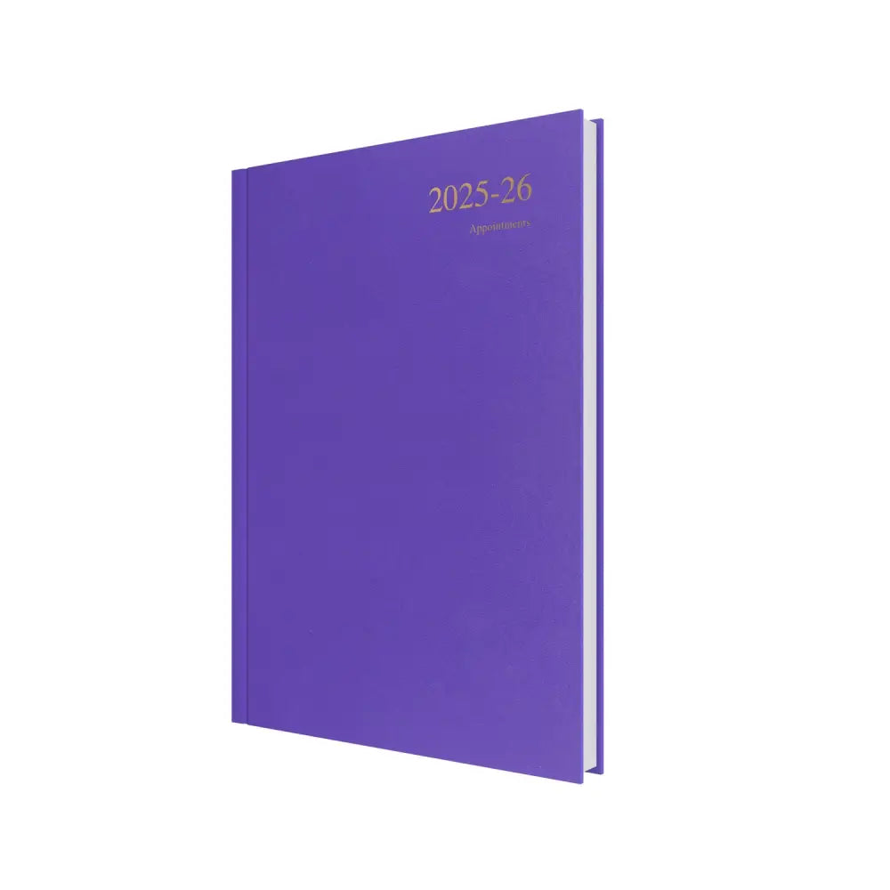 Essentials A4 Day to Page with Appointments Mid/Academic Year Diary Planner 2025 2026 Purple Business Diaries