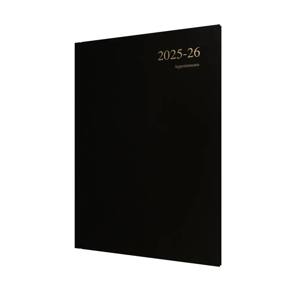 Essentials A4 Week to View with Appointments Mid/Academic Year Diary Planner 2025 2026 Black Business Diaries