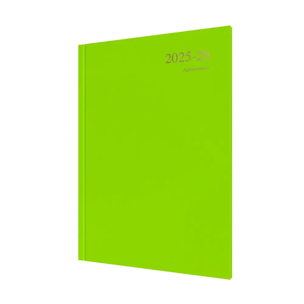 Essentials A4 Week to View with Appointments Mid/Academic Year Diary Planner 2025 2026 Lime Business Diaries