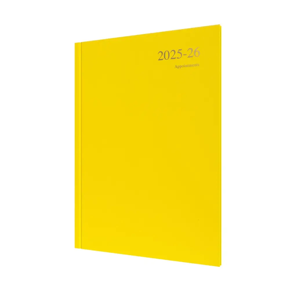 Essentials A4 Week to View with Appointments Mid/Academic Year Diary Planner 2025 2026 Yellow Business Diaries
