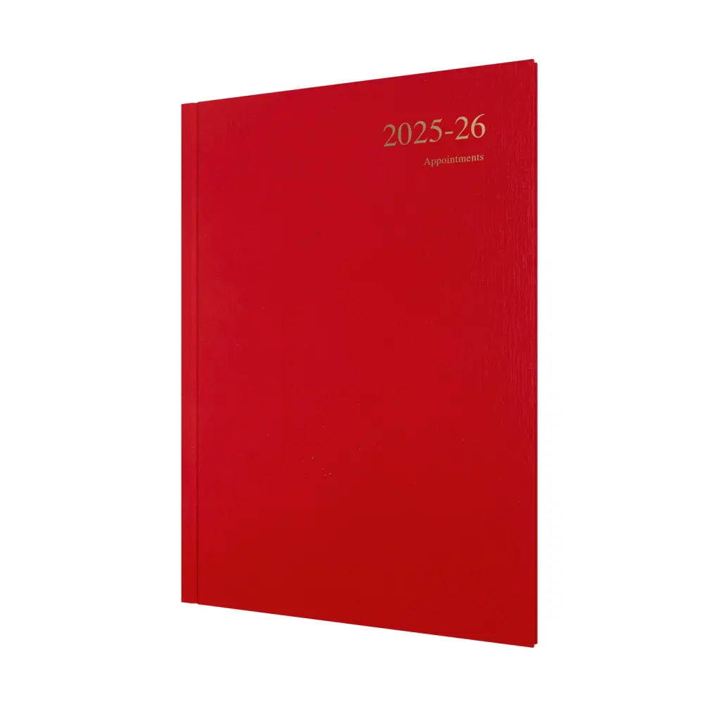 Essentials A4 Week to View with Appointments Mid/Academic Year Diary Planner 2025 2026 Red Business Diaries