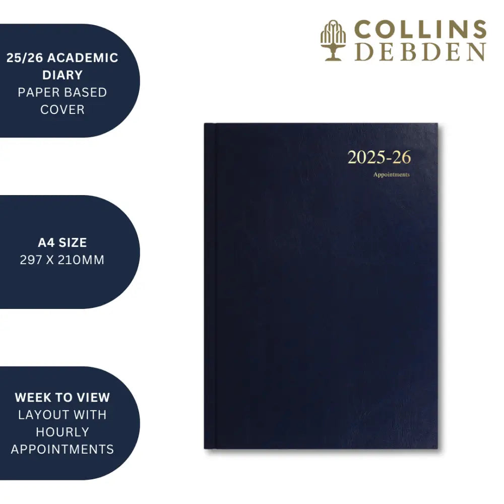 Essentials A4 Week to View with Appointments Mid/Academic Year Diary Planner 2025 2026 Business Diaries