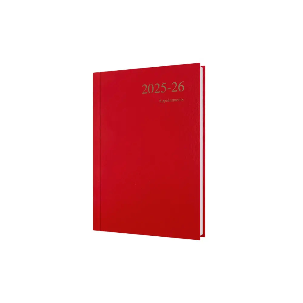 Essentials A5 Day to Page with Appointments Mid/Academic Year Diary Planner July 2025 July 2026 Red Business Diaries