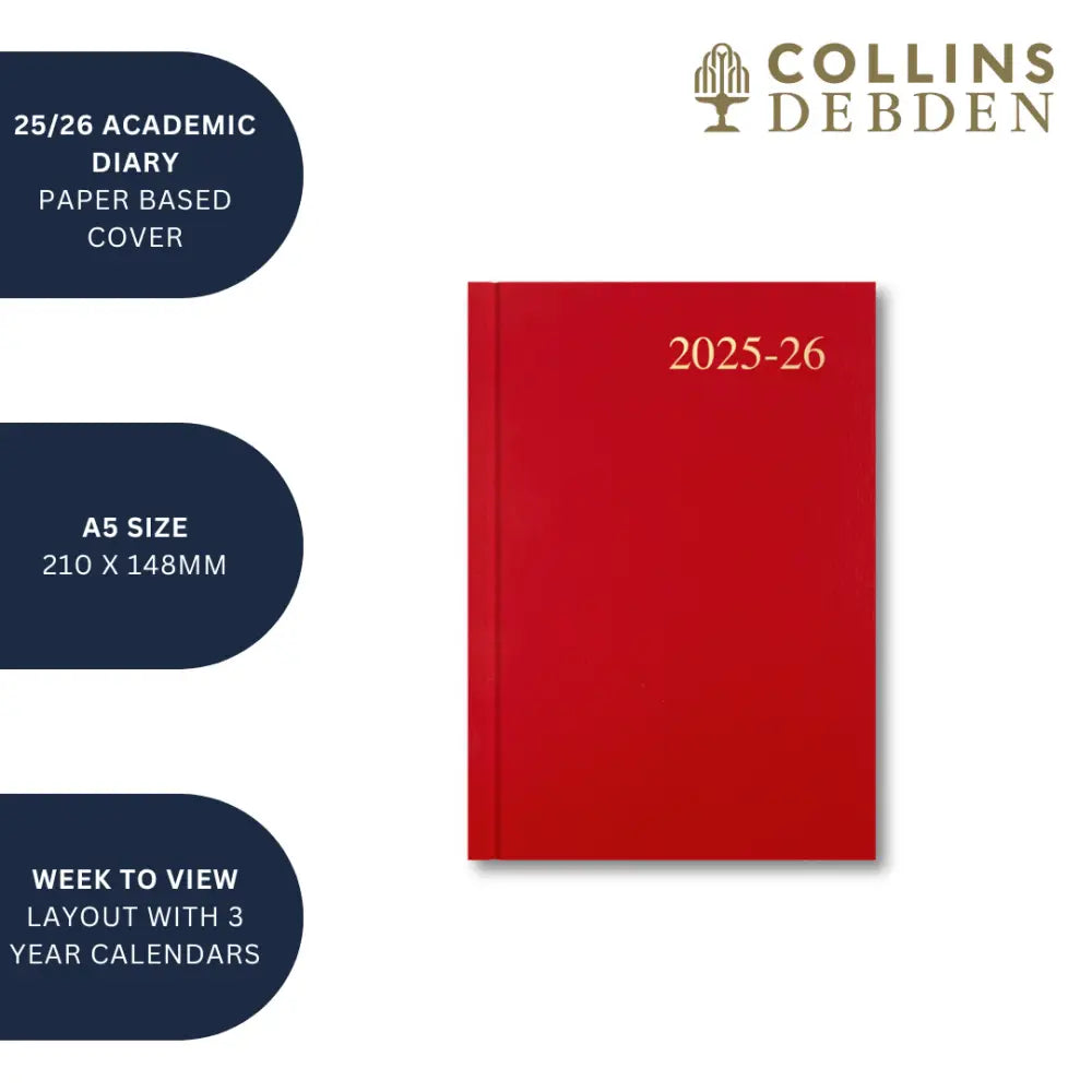 Essentials A5 Week to View with Appointments Mid/Academic Year Diary Planner 2025 2026 Business Diaries