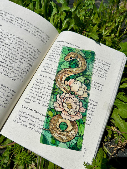 Stained Glass Ball Python Bookmark - Handmade Snake Gift, Reptile Lover Gift, Unique Book Accessory, Exotic Pet Owner Gift