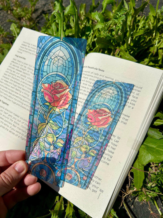 Beauty and the Beast Rose Bookmark – Enchanted Rose Design, Magical Fairy Tale Art, Perfect Gift for Diz Fans and Book Lovers